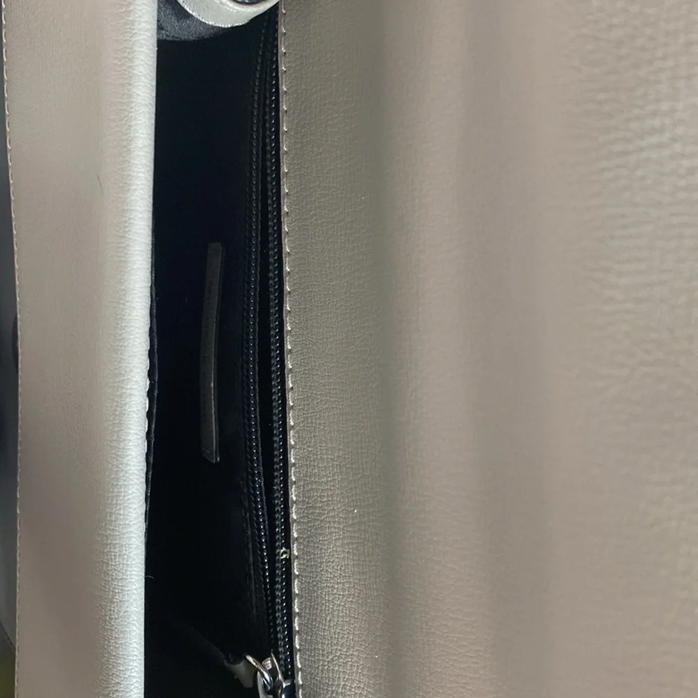 Black/Grey Michael Kors Leather Satchel. L 9 1/2” W 3 1/4” H 7” - Picture 4 of 7